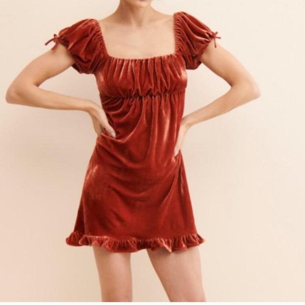 Urban outfitters Burgundy velvet mini dress medium